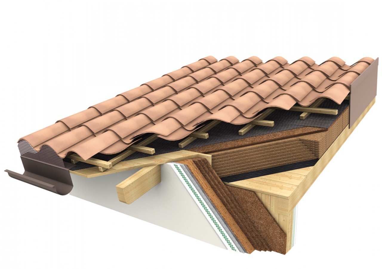 Rendering fotorealistico sezioni 3d pareti case in legno Sezione tetto in legno